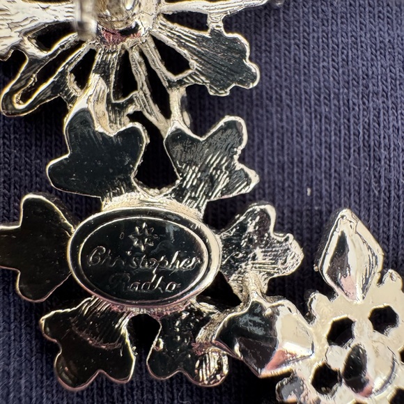 Elegant Silver and Blue Snowflake Brooch Christopher Radko - Picture 3 of 3